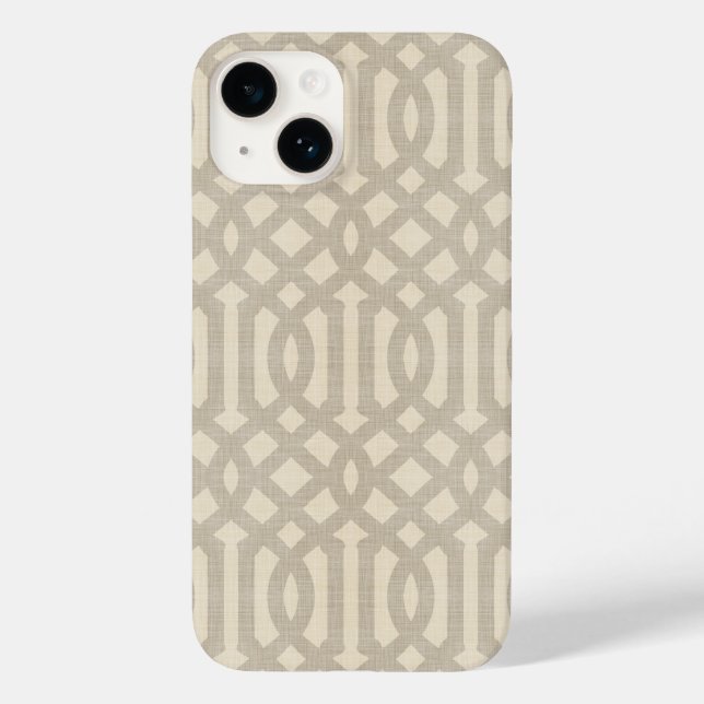 Rustic Linen Beige and Taupe Trellis Case-Mate iPhone Case (Back)