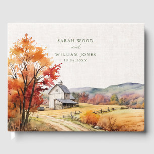 Rustic linen fall farm Wedding Guest Book