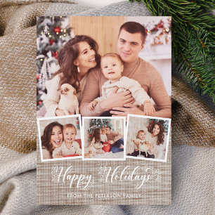 Rustic Linen & Happy Holidays Script 4-Photo 