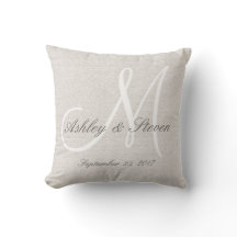 Rustic Linen Look with White Monogram
