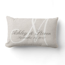 Rustic Linen Look with White Monogram