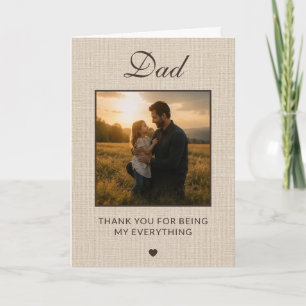 Rustic Linen Minimal Father’s Day Photo Card
