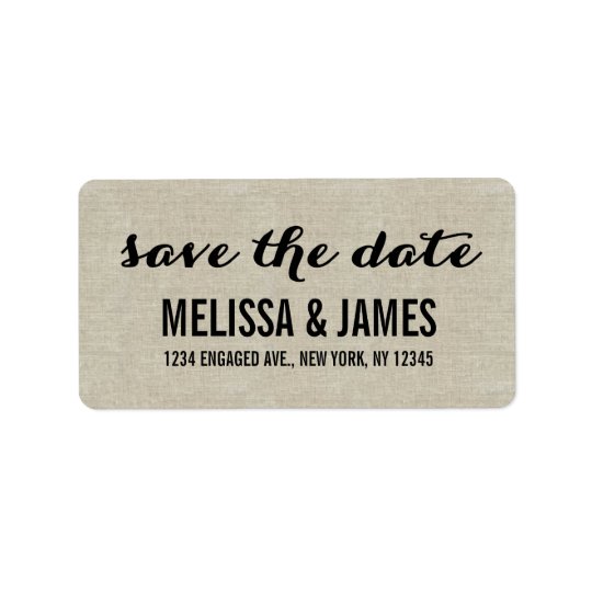 Rustic Linen Script Save the Date Address Label