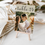 Rustic Linen Wedding Photo Table Number Card<br><div class="desc">Warm linen texture and handwritten calligraphy bring rustic charm to this wedding photo table number card. The natural, organic feel pairs beautifully with barn, vineyard, and outdoor reception settings. To customise, type in the table number, click Change by the default photo to upload your own, and add that individual table...</div>