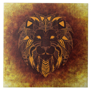 Rustic Lion Head Ceramic Tile