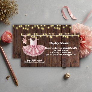Rustic Little Ballerina Tutu Glitter Baby Shower Enclosure Card