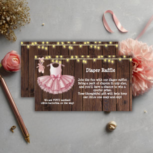 Rustic Little Ballerina Tutu Glitter Baby Shower Enclosure Card