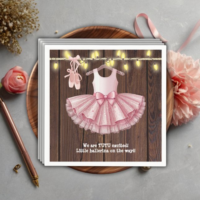 Rustic Little Ballerina Tutu Glitter Baby Shower Napkin (Creator Uploaded)