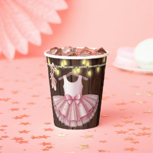 Rustic Little Ballerina Tutu Glitter Baby Shower Paper Cups
