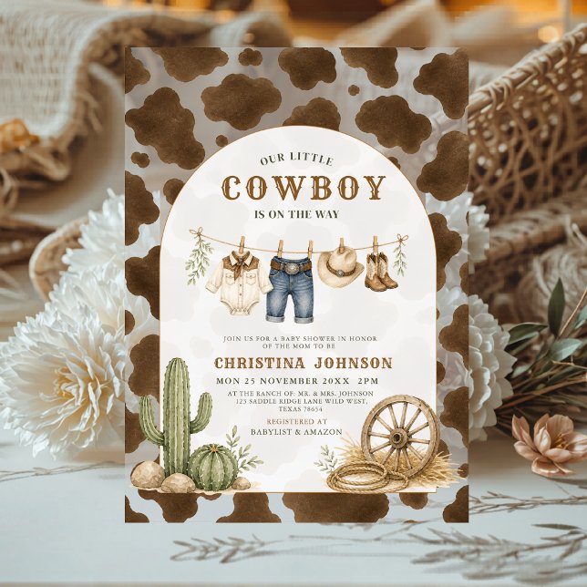 Rustic Little Cowboy Acrylic Baby Shower  Invitations (Creator Uploaded)