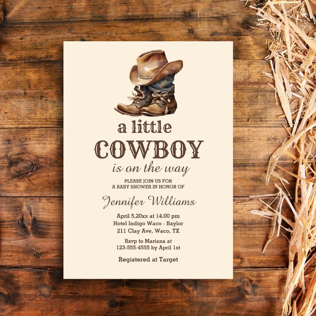 rustic little cowboy boots western baby shower  invitation (Creator Uploaded)
