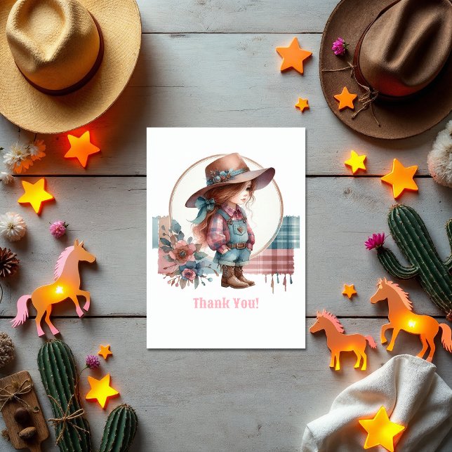 Rustic Little Cowgirl Baby Shower Thank You Card (Rustic Little Cowgirl Baby Shower Thank You Card)