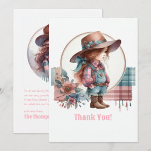 Rustic Little Cowgirl Baby Shower Thank You Card