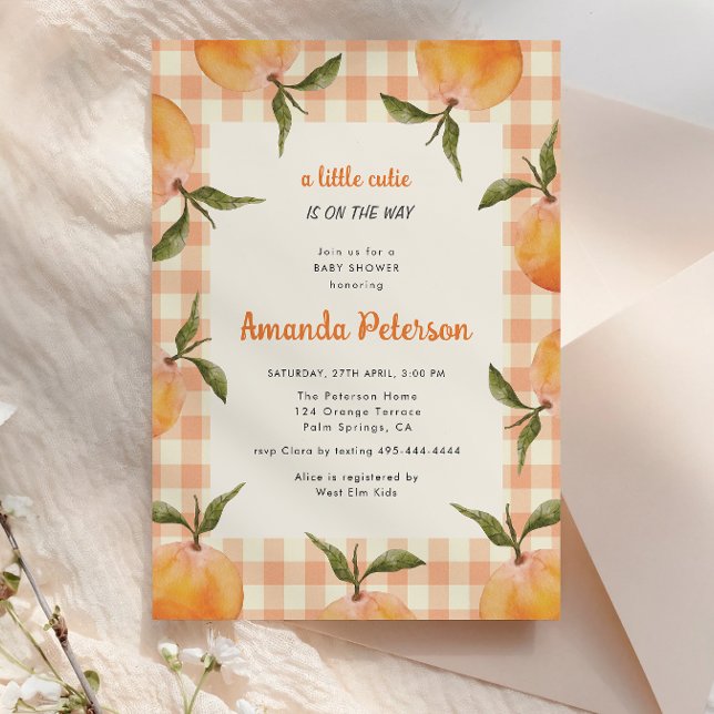 Rustic Little Cutie Orange Baby Shower Invitation (Creator Uploaded)