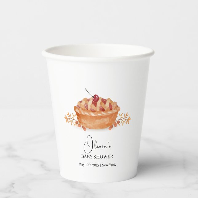 Rustic Little Cutie Pie Cherry Fall Baby Shower  Paper Cups (Front)