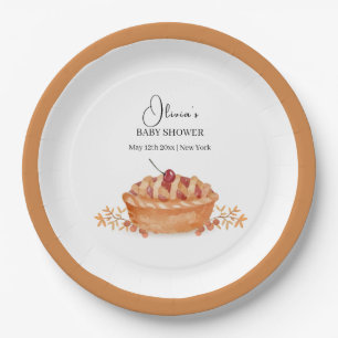 Rustic Little Cutie Pie Cherry Fall Baby Shower  Paper Plate