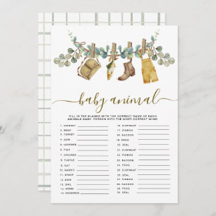 Rustic Little Fisherman Baby Animal Shower Card