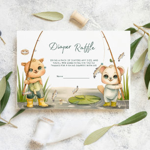 Rustic Little Fisherman Reel Diaper Raffle Enclosure Card