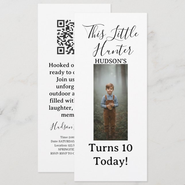 Rustic Little Hunter Photo Boy Birthday Invitation (Front/Back)