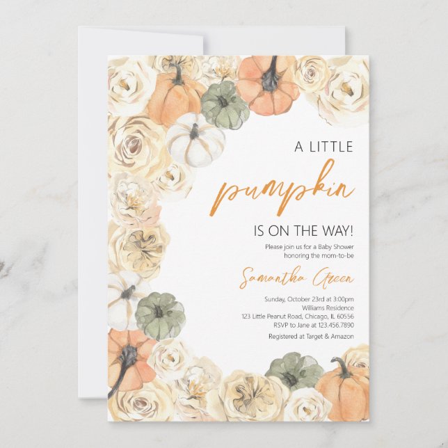 Rustic Little Pumpkin Baby Shower Invitation (Front)