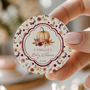 Rustic Little Pumpkin Baby Shower Round Sticker