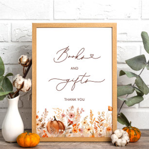 Rustic Little Pumpkin Books and Gifts Baby Shower Poster