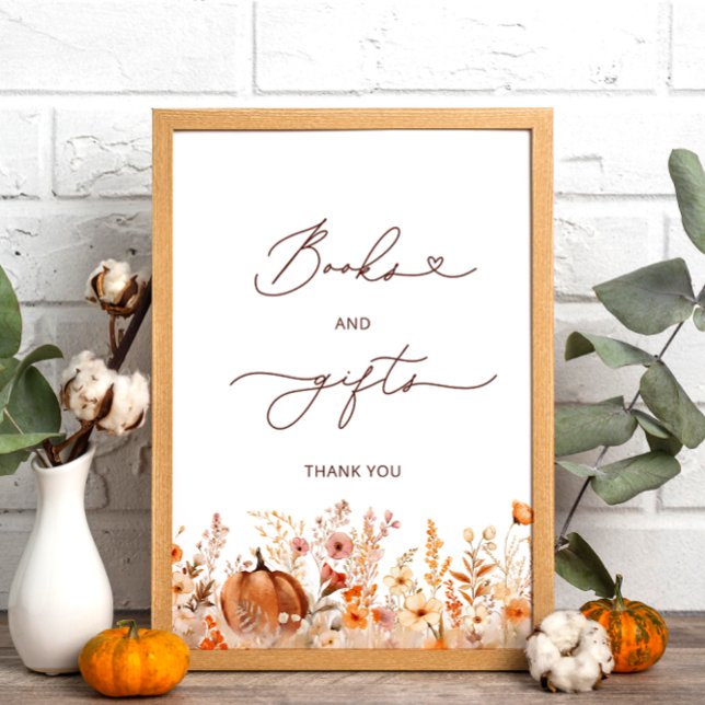 Rustic Little Pumpkin Books and Gifts Baby Shower Poster (Creator Uploaded)
