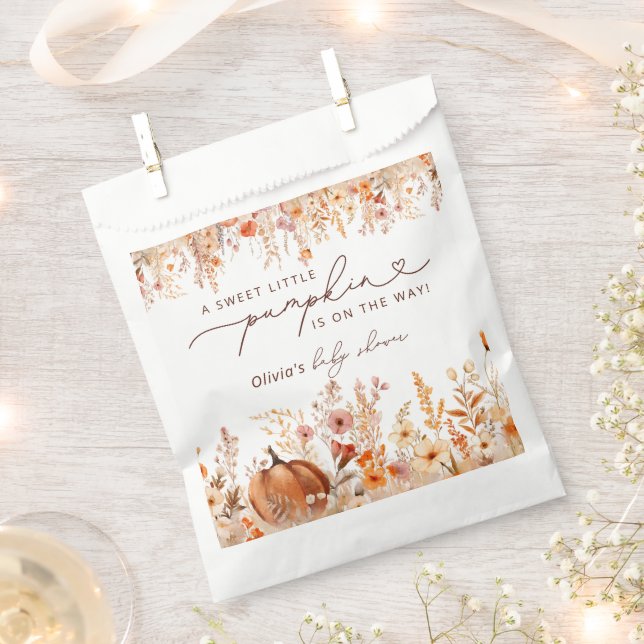Rustic Little Pumpkin Fall Wildflowers Baby Shower Favour Bag (Clipped)