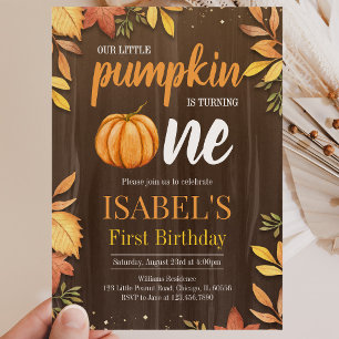 Rustic Little Pumpkin First Birthday Invitation