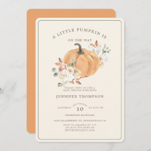 Rustic Little Pumpkin Floral Baby Shower Invitation