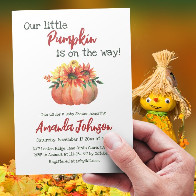 Rustic Little Pumpkin Floral Fall Baby Shower Invitation (Creator Uploaded)