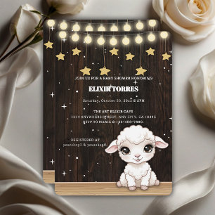 Rustic Little White Lamb Baby Shower Invitation