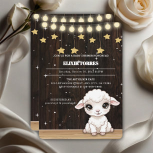 Rustic Little White Lamb Baby Shower Invitation