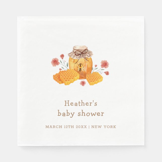 Rustic Little Wildflower Honey Bee Baby Shower  Napkin (Front)