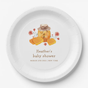 Rustic Little Wildflower Honey Bee Baby Shower Paper Plate