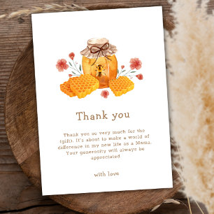Rustic Little Wildflower Honey Bee Baby Shower  Thank You Card