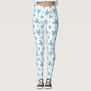 Rustic Lobster Nautical Block Print Pattern Leggings