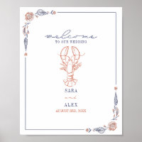 Rustic Lobster Red & Blue Beach Wedding Welcome