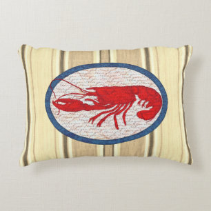 Rustic Lobster Vintage Red White Blue Nautical Decorative Cushion