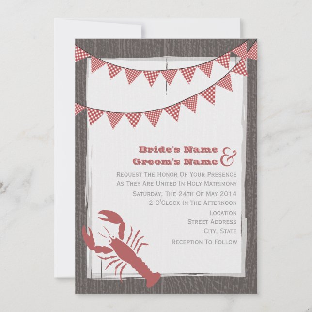 Rustic Lobster Wedding Invite From Bride & Groom (Front)