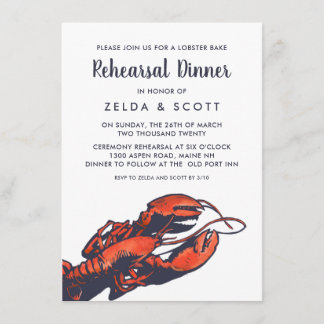 Rustic Lobster Wedding Rehearsal Dinner Invitation