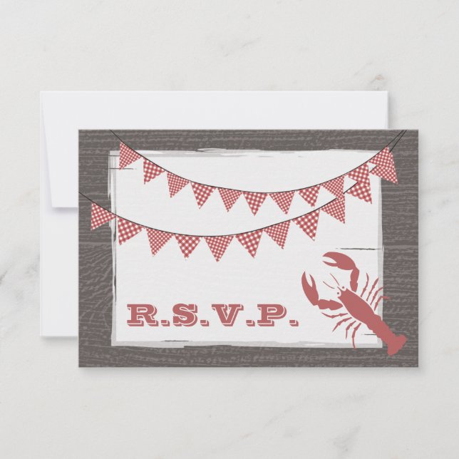 Rustic Lobster Wedding RSVP (Front)