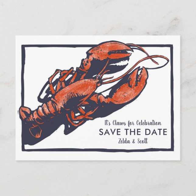 Rustic Lobster Wedding Save The Date Announcement Postcard (Front)