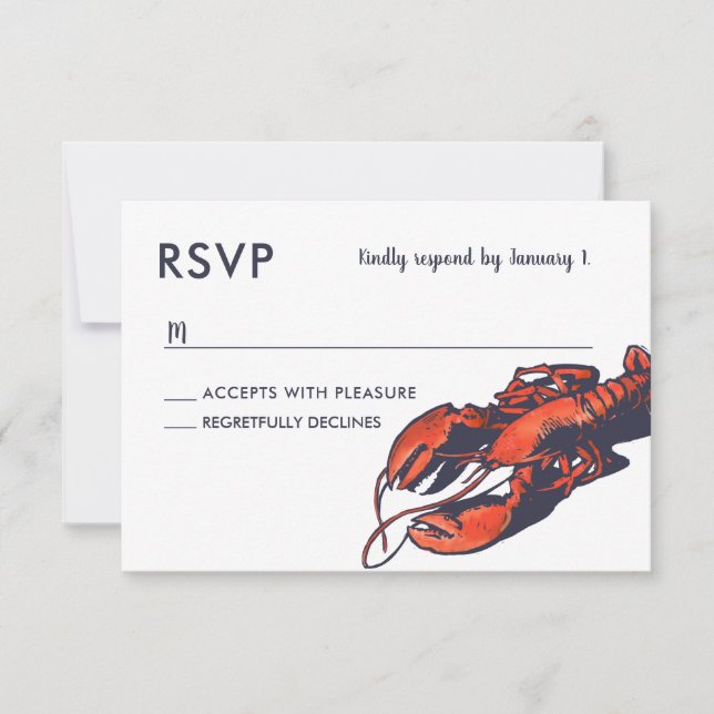 Rustic Lobster Wedding Suite RSVP Card (Front)