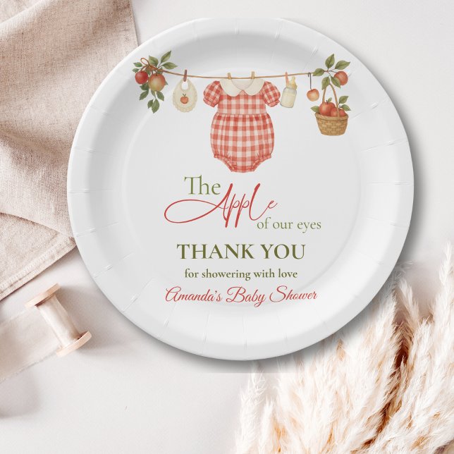 Rustic Locally Grown Clothesline Apple Baby Shower Paper Plate (Creator Uploaded)