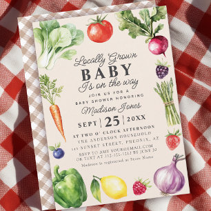 Rustic Locally Grown Farmers Market Baby Shower Invitation