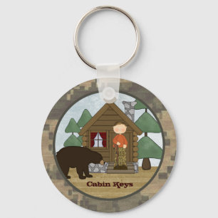 Rustic Lodge Camo Cabin Keys with Bear Key Ring