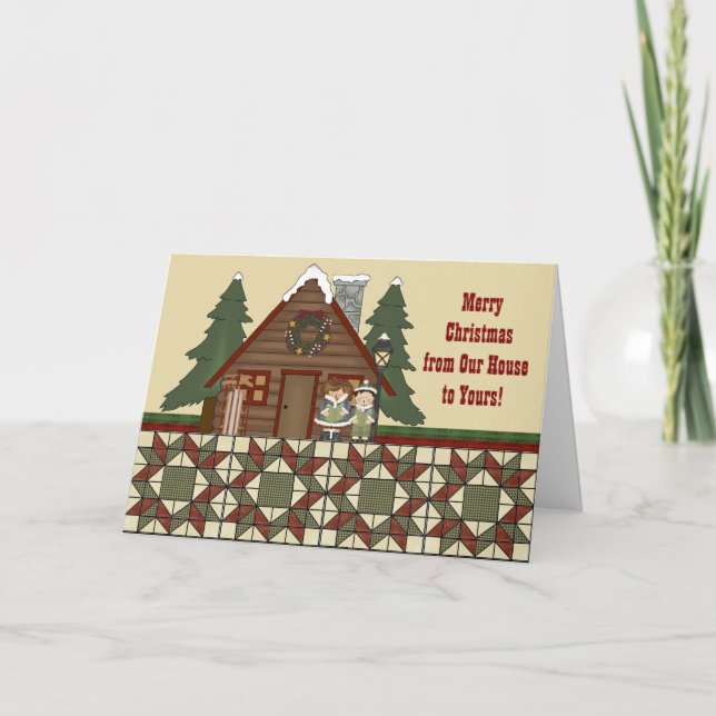 Rustic Lodge Country Cabin Christmas Holiday Card (Front)