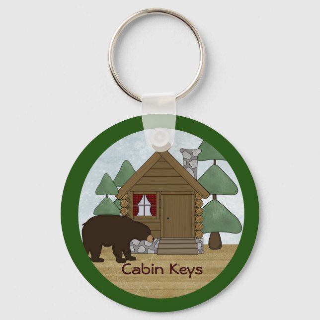 Rustic Lodge Country Cabin Keys with Bear Key Ring (Front)