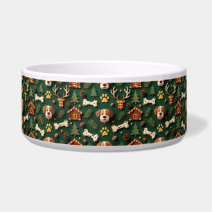 Rustic Lodge Pet Bowl – Woodland Paw Prints